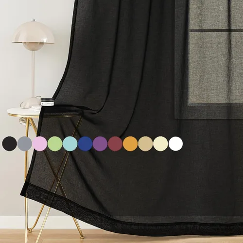 Miniatura 24 de Cortinas para ventana cortinas blancas traslúcidas de 90 pulgadas de largo, 2 paneles de cortinas de tul, paneles de ventana para cortinas de Blanco