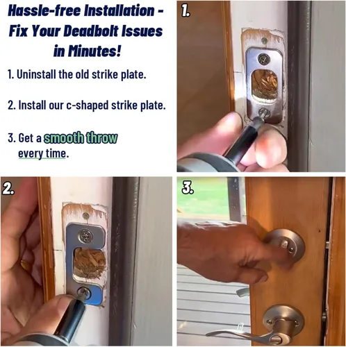 Miniatura 4 de Placa de golpeo ajustable para puertas exteriores - agujero grande para cerrojos y cerraduras electrónicas - Placa de seguridad para el hogar