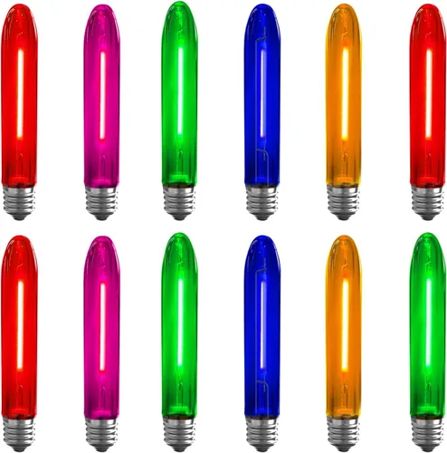 Miniatura 13 de 5 paquetes de bombillas LED C7 para luces navideñas, bombilla nocturna de base E12 de candelabro de ahorro de energía de 0.6W, bombillas de repuesto