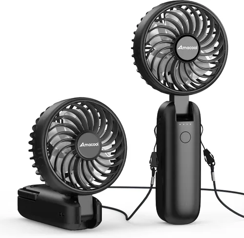 Miniatura 12 de AMACOOL Ventilador portátil de mano con motor dual, 12 aspas, potente ventilador de mano de 4 velocidades, plegable, ventilador de enfriamiento Rosa