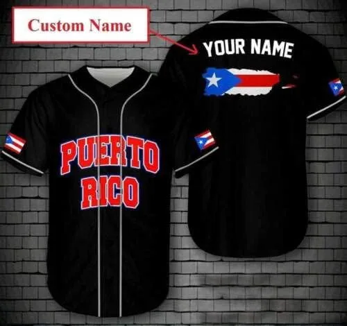 Miniatura 2 de ThuhaTree Store - Camiseta de béisbol unisex con nombre y número de Puerto Rico AOP, tallas XS-5XL, ropa deportiva de Puerto Rico