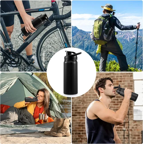 Miniatura 7 de 10 botellas de agua de aluminio de 17 onzas reutilizables con tapa a presión para bicicleta, botella de agua de metal, ligera, portátil, a prueba