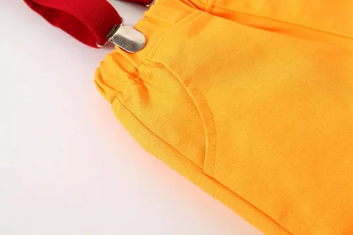 Miniatura 5 de Kimocat Conjunto de traje casual de verano para bebé y niño manga corta pajarita tirantes y pantalones cortos