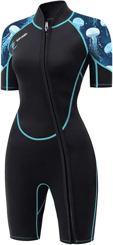 Miniatura 9 de 3mm Shorty Wetsuit for Women - Neoprene Dive Skin Front Back Zip Scuba Diving Suit for Cold Water Snorkeling Surfing Swimming