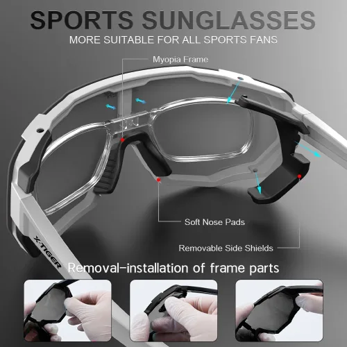 Miniatura 3 de X-TIGER Gafas de ciclismo polarizadas para hombres y mujeres, 5 lentes intercambiables UV400, gafas de sol deportivas, béisbol, correr, pescar Lente