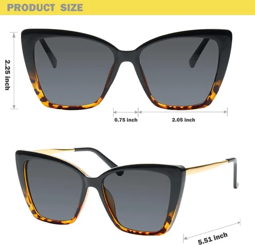 Miniatura 5 de Mosanana Gafas de sol de ojo de gato de gran tamaño para mujer estilo moderno modelo GLAM