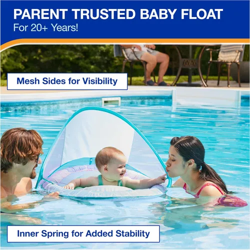 Miniatura 8 de SwimWays Baby Spring Float, Baby Pool Float with Canopy, Swim Training PFD, Swimming Pool Accessories for Babies and Toddlers 9-24 Months