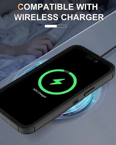 Miniatura 8 de Funda para iPhone 14 Pro Max, con protector de pantalla de vidrio templado, carcasa resistente a prueba de golpes con cubierta de puerto de carga