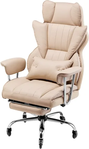 VEVOR Silla de oficina ejecutiva con reposapiés, silla de oficina de gran tamaño de 400 libras con almohada lumbar y reposabrazos extraíbles, silla