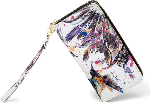 Miniatura 213 de Cartera de mano para mujer, estilo bohemio, con RFID, elegante, espaciosa con correa para viajes, capacidad para tarjetas, teléfono, dinero