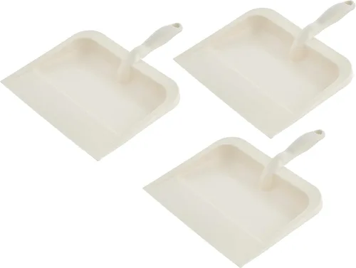 Miniatura 10 de Superio Recogedor de plástico resistente con mango de agarre cómodo, color beige, duradero, ligero, multisuperficie, fácil de barrer, 10 pulgadas
