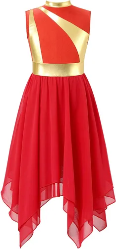 Miniatura 160 de CHICTRY Vestido de baile lírico sin mangas asimétrico para niñas, disfraz de adoración litúrgica contemporánea