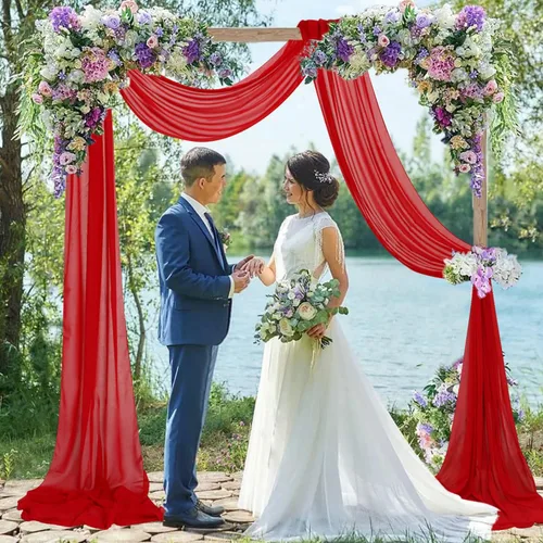Miniatura 14 de FUHSY Tela de gasa para arco de boda de 20 pies, 1 panel, cortinas de telón de fondo transparente azul bebé para fiestas, bodas, cortinas de techo