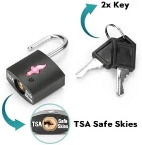 Miniatura 4 de Paquete de 12 candados cuadrados de neón negros aprobados por la TSA para maletas, bolsas de mano, mochilas y estuches para portátiles