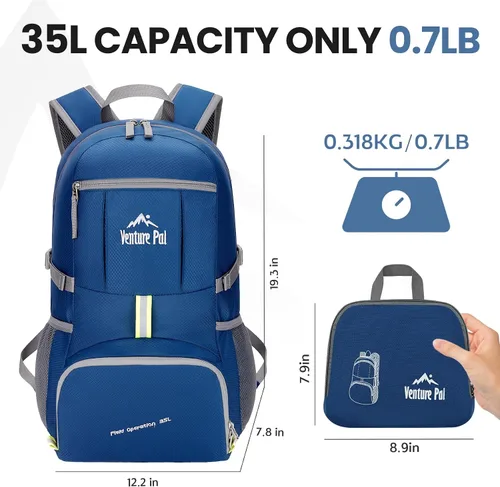 Miniatura 5 de Venture Pal 35L Ultraligero Ligero Plegable Plegable Viaje Camping Senderismo Deportes al aire libre Mochila Daypack