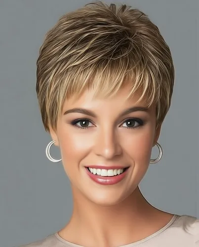 Miniatura 15 de SEVENCOLORS Pelucas cortas de cabello sintético con flequillo lateral y rubio mezclado para mujeres blancas, longitud al hombro, pelucas de cabello