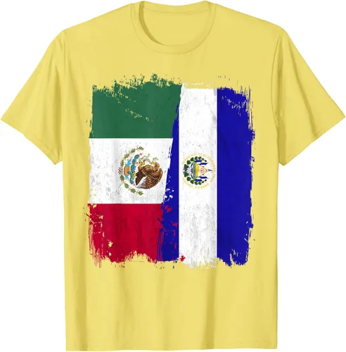 Miniatura 40 de Camiseta con la bandera mexicana de El Salvador con la mitad de la bandera mexicana de El Salvador