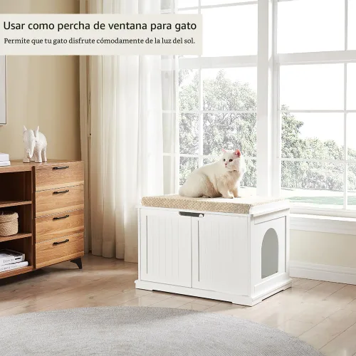 Miniatura 4 de unipaws Muebles de caja de arena para gatos, baño para gatos, cubierta de caja de arena oculta, gabinete para gatos grandes, cajas de arena