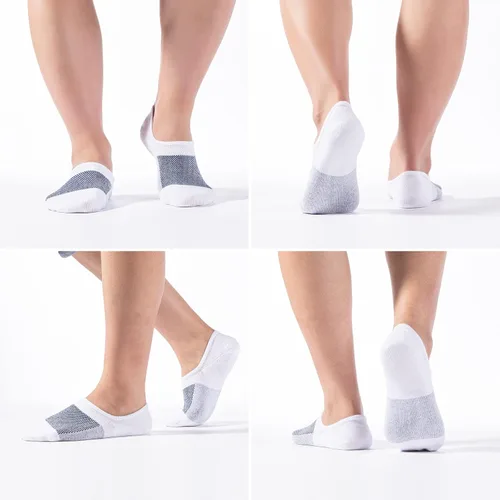 Miniatura 5 de IDEGG - Calcetines deportivos de algodón de corte bajo con agarre antideslizante para hombres