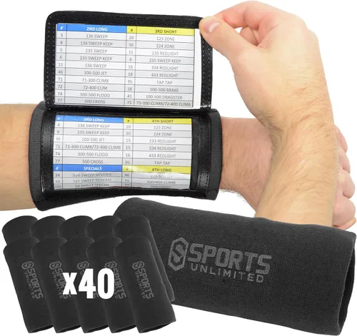 Miniatura 90 de Sports Unlimited Banda Instructora Triple para Adultos, Muñequeras de Fútbol para Jugadas, Muñequeras de Béisbol, Bandas de Brazo QB Negro