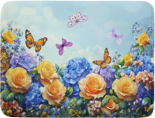 Miniatura 82 de Tapete de Secado de Platos de Florero de Girasoles Otoñales para Encimera de Cocina, Tapete de Secado de Hojas de Arce y Calabaza Otoñal de 16 x 18
