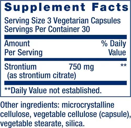 Miniatura 3 de Life Extension Strontium Caps 750 mg - Suplemento para la salud ósea - Apoya la densidad del tejido óseo y promueve el envejecimiento óseo saludable