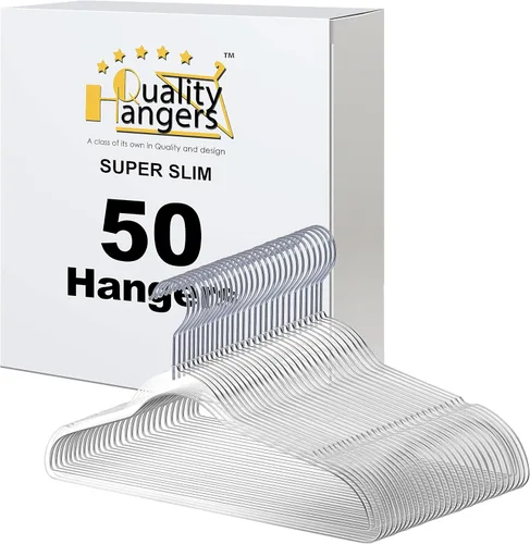 Miniatura 10 de Quality Hangers Perchas de plástico transparente para ropa, paquete de 10 unidades, 16.5 pulgadas, perchas resistentes para ahorrar espacio