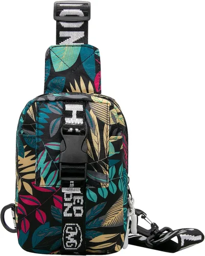 Long Keeper Bolso bandolera pequeño para hombre, mochila ligera para el pecho, bolsas de hombro para senderismo, ciclismo, viajes, correr, Hoja Azul