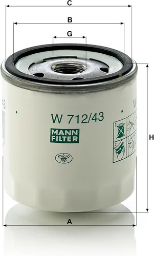 Miniatura 2 de Mann Filter Filtro de aceite giratorio W712/43
