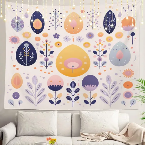 Miniatura 12 de Shrahala Tapiz japonés para colgar en la pared, moderno patrón abstracto de hojas, tapiz grande para dormitorio y sala de estar