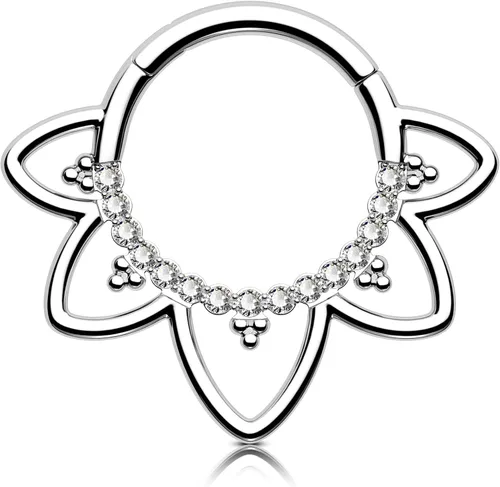 Miniatura 10 de OUFER Joyería para Piercing Daith, Aretes Daith de Acero Inoxidable 316L, Arete de Aro Daith con Diseño de CZ Transparente 16G, Joyería