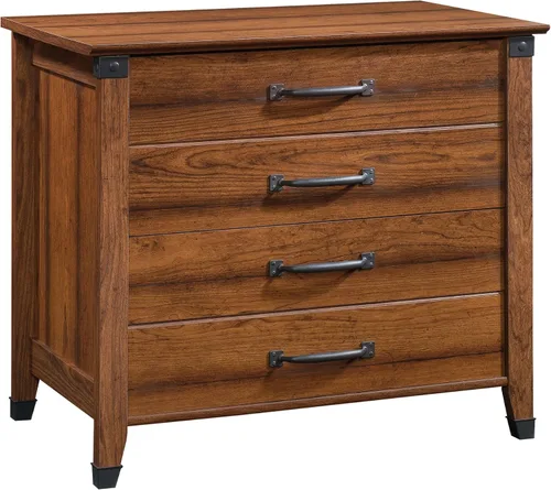 Sauder Carson Forge - Archivador lateral con 2 cajones, estilo rústico vintage, color cereza Washington