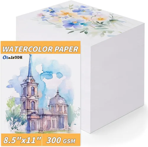 150 hojas de papel de acuarela 100% algodón a granel, papel de arte de 140 libras/300 GSM, papel de pintura y manualidades de 8.5 x 11 pulgadas,