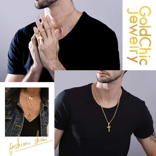 Miniatura 4 de GOLDCHIC JEWELRY Colgante personalizado de cruz INRI, Crucifijo milagrosoVirgen María con cadena, joyería de Cristaio para mujeres y hombres