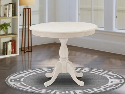 Miniatura 2 de East West Furniture AMT-ABC-TP - Mesa de cocina moderna y antigua, mesa de comedor redonda con base de pedestal, 36 x 36 pulgadas, crema