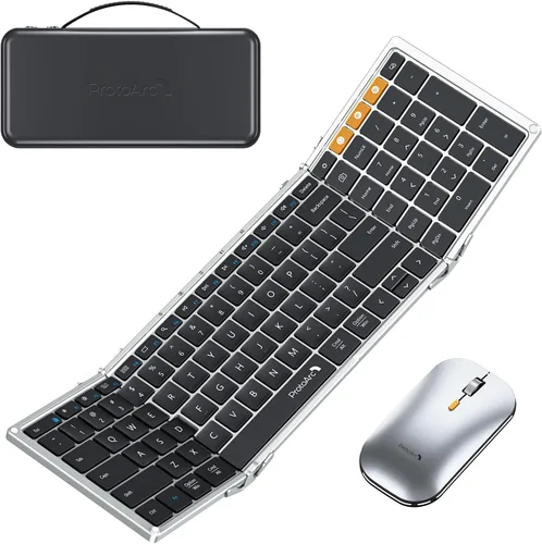 Miniatura 10 de ProtoArc XKM01 - Teclado y mouse plegables, combo de mouse inalámbrico plegable de tamaño completo para viajes de negocios, una suite de oficina Azul