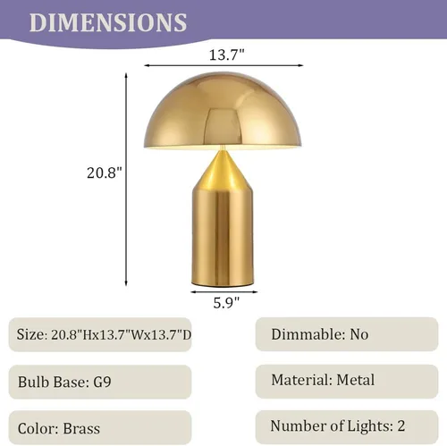 Miniatura 7 de Lámpara de mesita de noche en forma de hongo Meefad, lámpara de mesa moderna con base pesada, luz nocturna en forma de cúpula, lámpara de acento