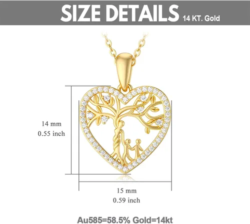 Miniatura 5 de Blocaci Collares de oro de 14 quilates para madre e hijo, collar con colgante de árbol de la vida, joyería con moissanita, regalos para mujeres
