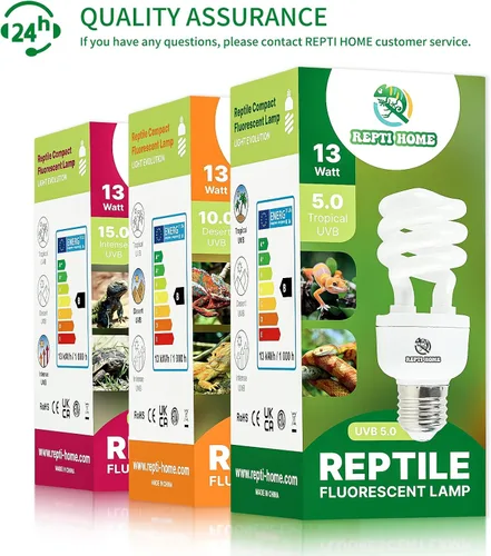 Miniatura 7 de UVB Luz de Reptil 5.0, Bombilla UVA UVB de 13W Tropical y Sub-Tropical para Reptiles, Lámpara Fluorescente Compacta Tropical para Terrario, Bombilla