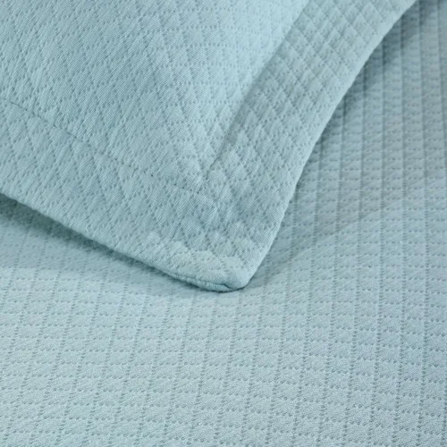 Miniatura 6 de Cubrecama doble Superior Diamond Solitaire de algodón de primera calidad Jacquard Matelassé con fundas de almohada a tono, color aguamarina Aqua