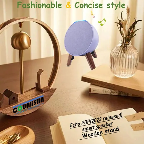 Miniatura 7 de Soporte de madera real para altavoz Echo Pop, soporte para accesorios de trípode, nogal