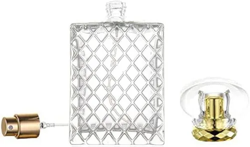 Miniatura 7 de Botella de perfume recargable de vidrio grueso de alta calidad de 3.4 fl oz (3.4 oz) con pulverizador dorado, incluye embudo, gotero de 0.1 fl oz