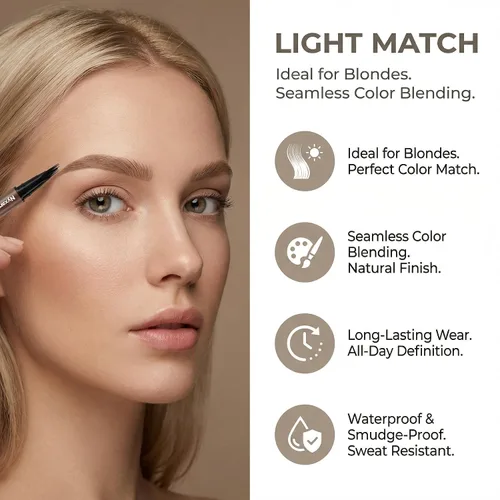 Miniatura 3 de Bolígrafo de cejas 4D de doble extremo, punta de pincel similar al cabello, 5 opciones de color, punta de precisión de 0.004 in, maquillaje 3#marrón