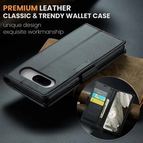 Miniatura 8 de Funda para Google Pixel 8, [bloqueo RFID] Funda de piel sintética tipo cartera con tarjetero y soporte para tarjetas, funda de teléfono a prueba