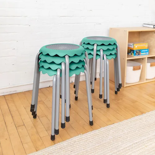 Miniatura 7 de ECR4Kids Daisy - Juego de Taburetes Apilables, Asientos Flexibles, Verde Agua, 8 Piezas Seafoam