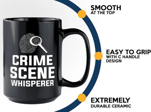 Miniatura 5 de Taza de café detective de 15 onzas, color negro, susurrador de escena del crimen, oficial de policía, policía, patrulla, detective, policía