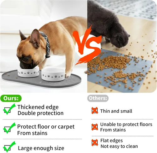 Miniatura 3 de KPWACD Alfombrilla de alimentación para mascotas para perros y gatos, alfombrilla de silicona para mascotas antideslizante impermeable para tazones