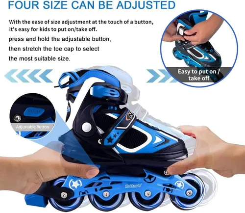 Miniatura 3 de Nattork Blade - Patines para niños con rueda iluminada, para exteriores e interiores, patines negros en línea iluminados para niños pequeños de 5 a
