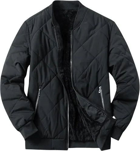Miniatura 2 de Chaqueta bomber acolchada de diamante para hombre, con cremallera, resistente al viento, aislante, para invierno, ropa de abrigo universitaria