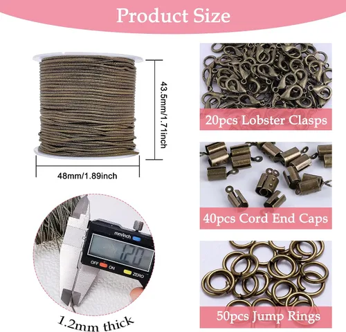 Miniatura 2 de CREATZONE Cadena de serpiente de bronce antiguo de 33 pies de 0.047 in, estilo retro, cadena redonda de latón de serpiente con cierres de langosta